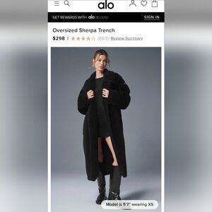 Alo Oversized Sherpa Trench in Black Size L